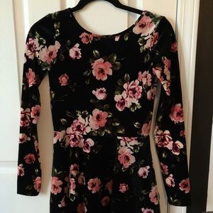 Floral Velvet Skater Dress